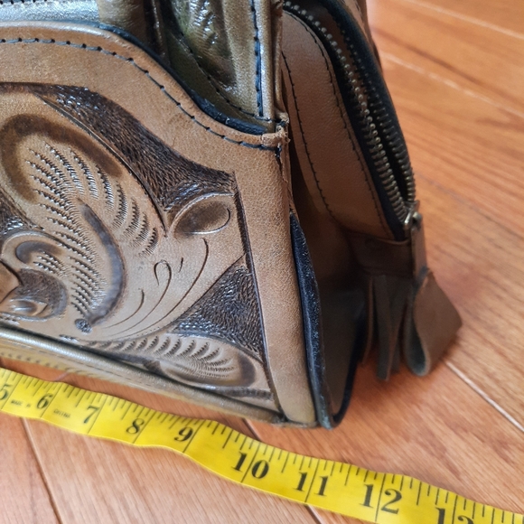 Sold on Mercari Vintage rose, Aztec calendar tooled leather purse - Picture 12 of 16